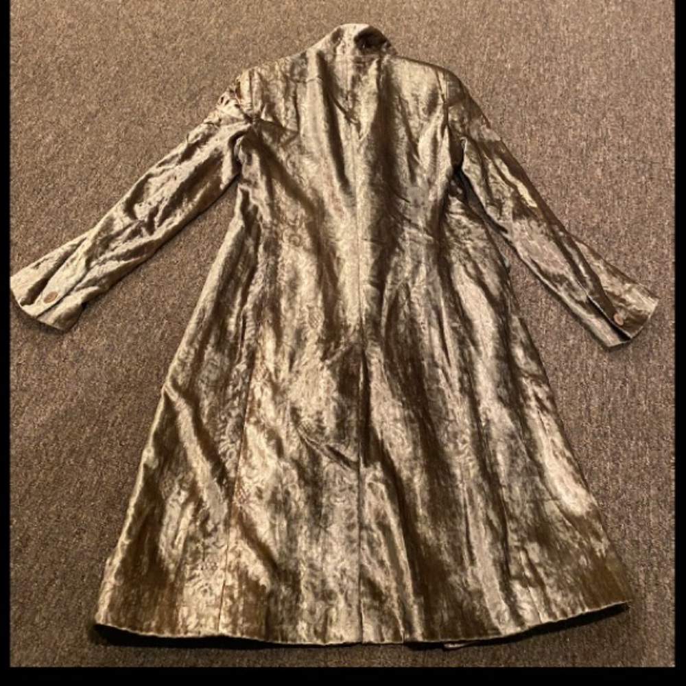 EUC DKNY Long Double Breasted Faux Fur Coat S Jacket Bronze brown soft silky - Picture 2 of 4